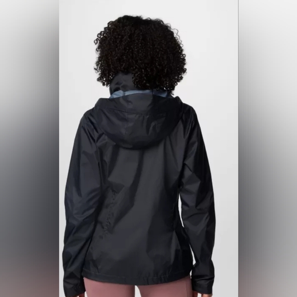 COLUMBIA Windbreaker Nylon Hooded Black Vented Switchback Rain Jacket Size XXL - Picture 10 of 11